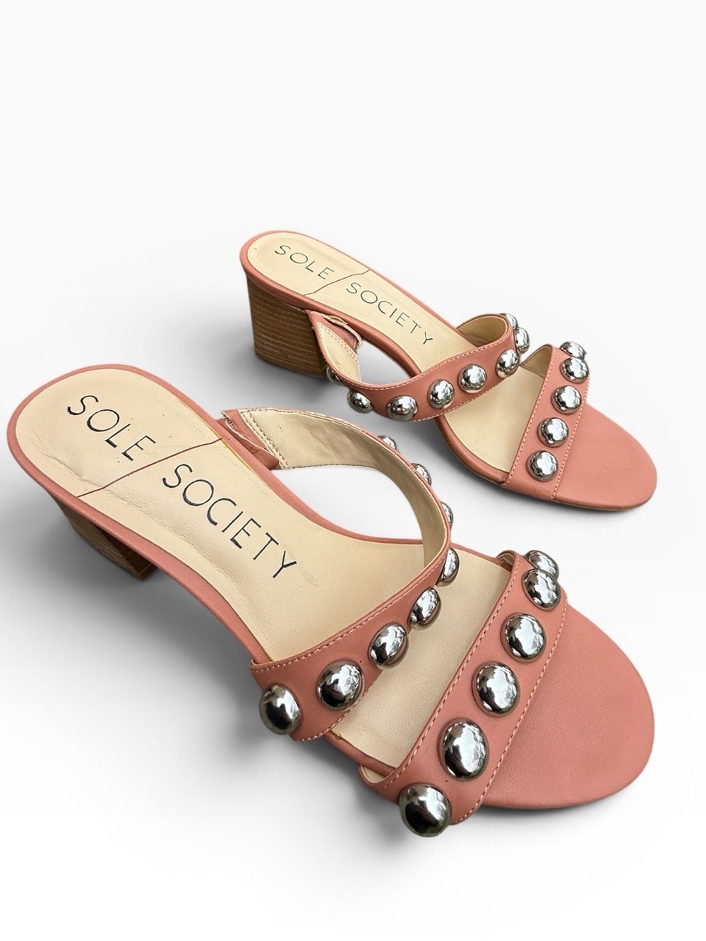 Sole Society Sasandrah Studded Block Heel Sandals Size 8.5 - Picture 5 of 8